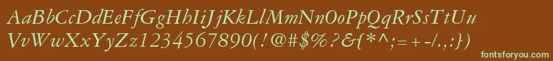 GaramondRepriseSsiItalic-fontti – vihreät fontit ruskealla taustalla