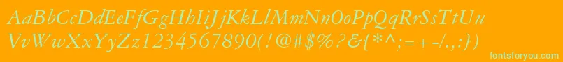 GaramondRepriseSsiItalic Font – Green Fonts on Orange Background