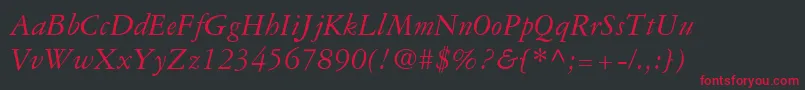 GaramondRepriseSsiItalic Font – Red Fonts on Black Background