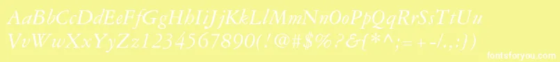 GaramondRepriseSsiItalic-Schriftart – Weiße Schriften auf gelbem Hintergrund