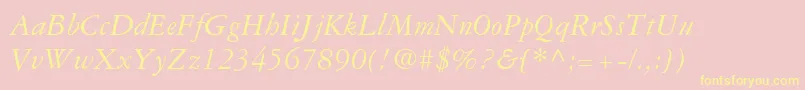 GaramondRepriseSsiItalic Font – Yellow Fonts on Pink Background