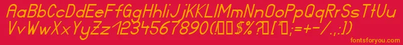 フォントCertifieditalic – 赤い背景にオレンジの文字
