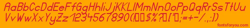 フォントCertifieditalic – オレンジの背景に赤い文字