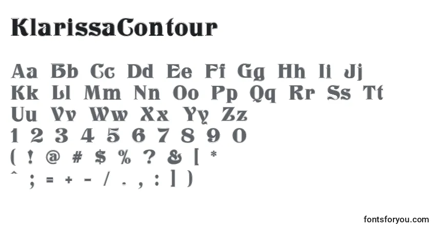 A fonte KlarissaContour – alfabeto, números, caracteres especiais