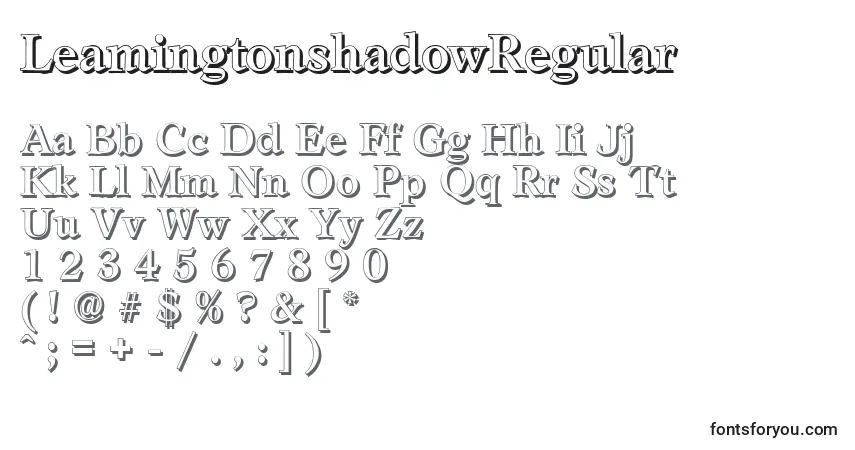 LeamingtonshadowRegular-fontti – aakkoset, numerot, erikoismerkit