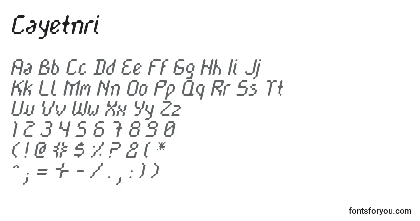 Schriftart Cayetnri – Alphabet, Zahlen, spezielle Symbole