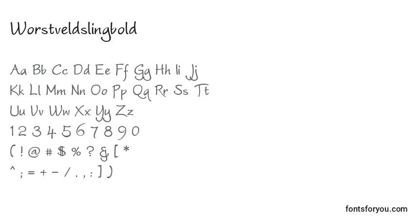 Fuente Worstveldslingbold - alfabeto, números, caracteres especiales
