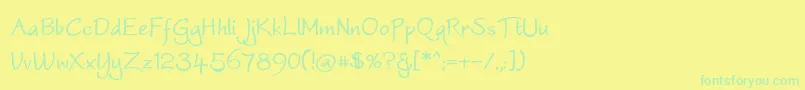 フォントWorstveldslingbold – 黄色い背景に緑の文字