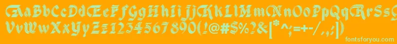 DsCathedralAlt Font – Green Fonts on Orange Background