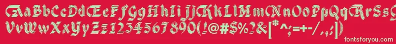 DsCathedralAlt Font – Green Fonts on Red Background