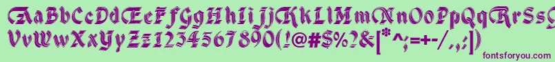 DsCathedralAlt Font – Purple Fonts on Green Background