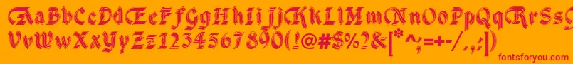 DsCathedralAlt-Schriftart – Rote Schriften auf orangefarbenem Hintergrund