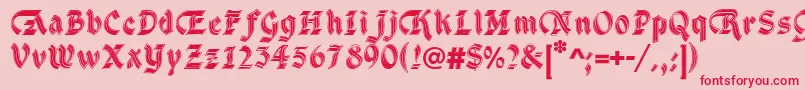 DsCathedralAlt Font – Red Fonts on Pink Background