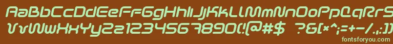 SciFied2002Italic-fontti – vihreät fontit ruskealla taustalla