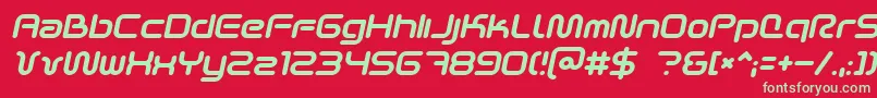 SciFied2002Italic-fontti – vihreät fontit punaisella taustalla