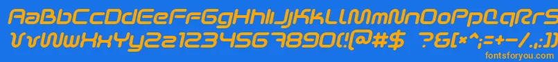 SciFied2002Italic-Schriftart – Orangefarbene Schriften auf blauem Hintergrund