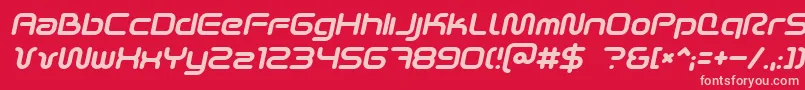 SciFied2002Italic-fontti – vaaleanpunaiset fontit punaisella taustalla