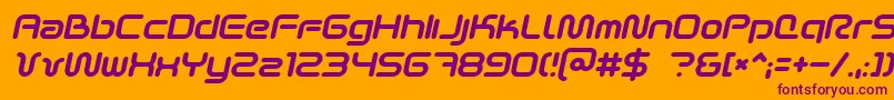 Czcionka SciFied2002Italic – fioletowe czcionki na pomarańczowym tle