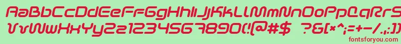 フォントSciFied2002Italic – 赤い文字の緑の背景