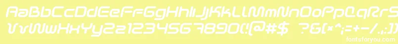 SciFied2002Italic-fontti – valkoiset fontit keltaisella taustalla