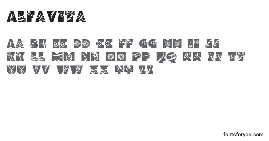 Schriftart Alfavita – Alphabet, Zahlen, spezielle Symbole