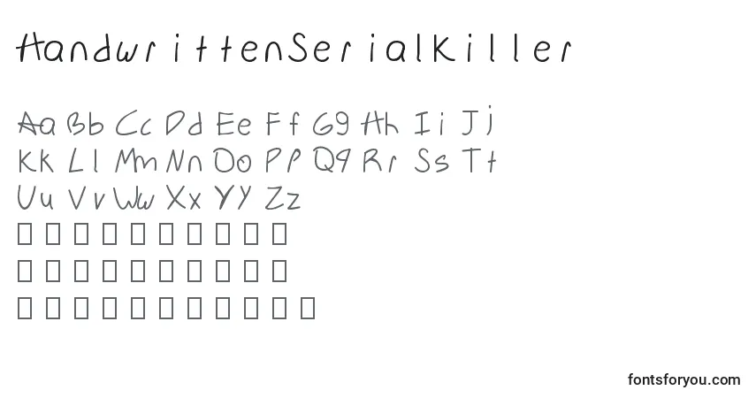 Czcionka HandwrittenSerialKiller – alfabet, cyfry, specjalne znaki