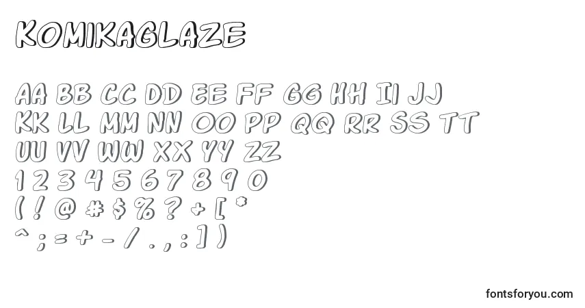 Czcionka KomikaGlaze – alfabet, cyfry, specjalne znaki
