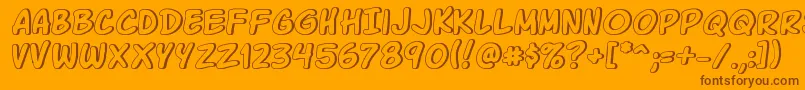 Weitere Informationen zur KomikaGlaze-Schriftart KomikaGlaze-Schriftart – Braune Schriften auf orangefarbenem Hintergrund