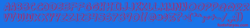 KomikaGlaze Font – Red Fonts on Blue Background