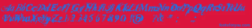 InfiltraceItalic-Schriftart – Blaue Schriften auf rotem Hintergrund