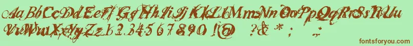 フォントInfiltraceItalic – 緑の背景に茶色のフォント