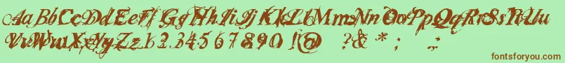 Fonte InfiltraceItalic – fontes marrons em um fundo verde