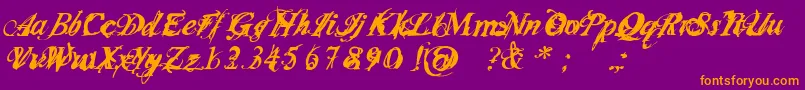 InfiltraceItalic Font – Orange Fonts on Purple Background