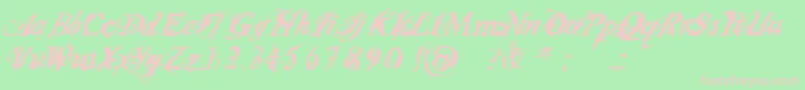 フォントInfiltraceItalic – 緑の背景にピンクのフォント