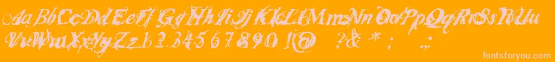 InfiltraceItalic-fontti – vaaleanpunaiset fontit oranssilla taustalla