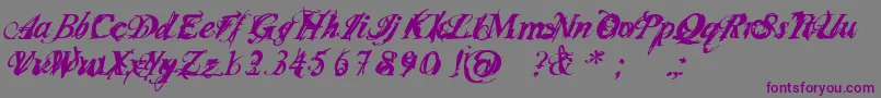 フォントInfiltraceItalic – 紫色のフォント、灰色の背景