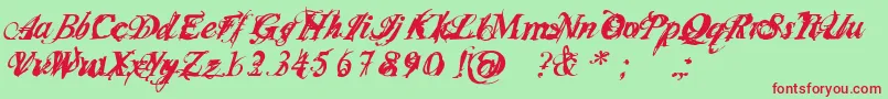 InfiltraceItalic-fontti – punaiset fontit vihreällä taustalla