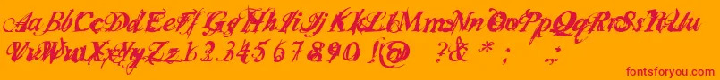 InfiltraceItalic Font – Red Fonts on Orange Background