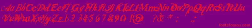 InfiltraceItalic Font – Red Fonts on Purple Background