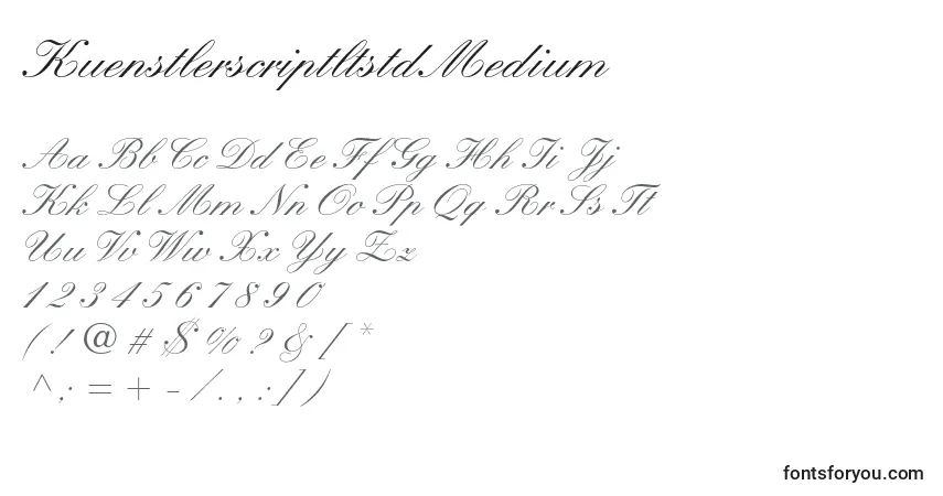 Czcionka KuenstlerscriptltstdMedium – alfabet, cyfry, specjalne znaki