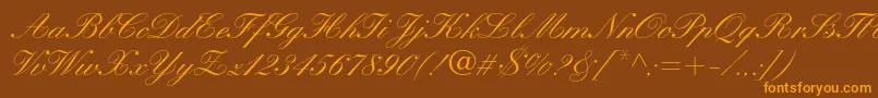 KuenstlerscriptltstdMedium Font – Orange Fonts on Brown Background