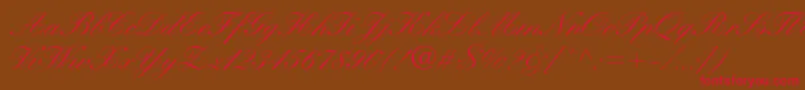KuenstlerscriptltstdMedium-Schriftart – Rote Schriften auf braunem Hintergrund