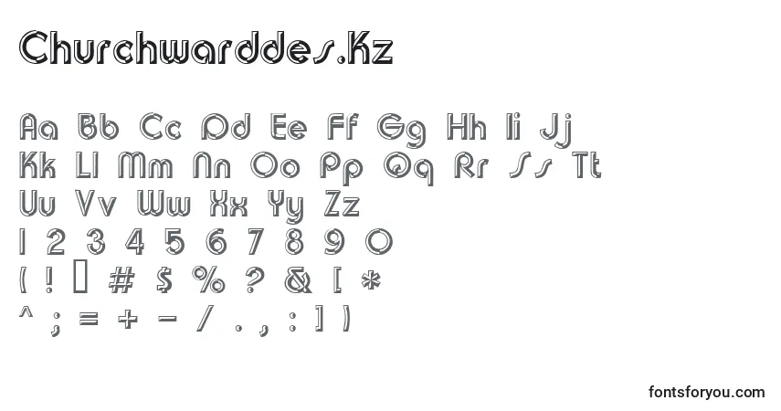 Czcionka Churchwarddes.Kz – alfabet, cyfry, specjalne znaki