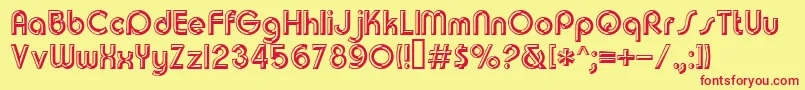 フォントChurchwarddes.Kz – 赤い文字の黄色い背景