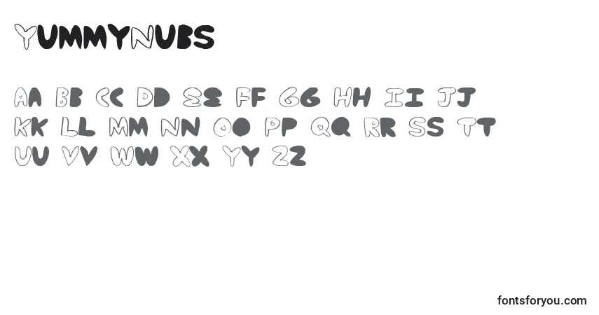 Schriftart YummyNubs – Alphabet, Zahlen, spezielle Symbole