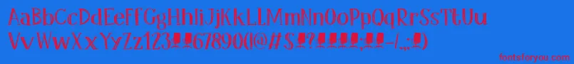 DkOfficeSqueeze-Schriftart – Rote Schriften auf blauem Hintergrund
