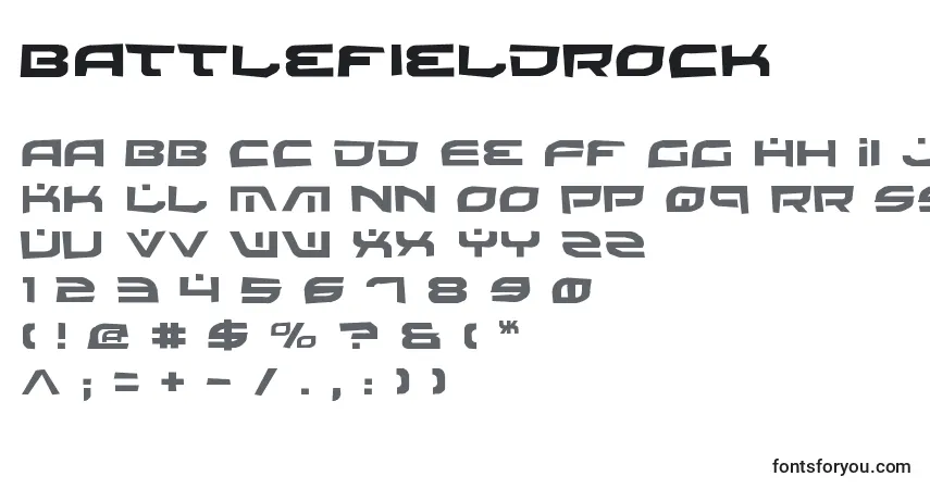 A fonte BattlefieldRock – alfabeto, números, caracteres especiais