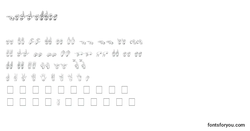 Czcionka Gallaudet – alfabet, cyfry, specjalne znaki