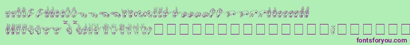 Gallaudet-fontti – violetit fontit vihreällä taustalla