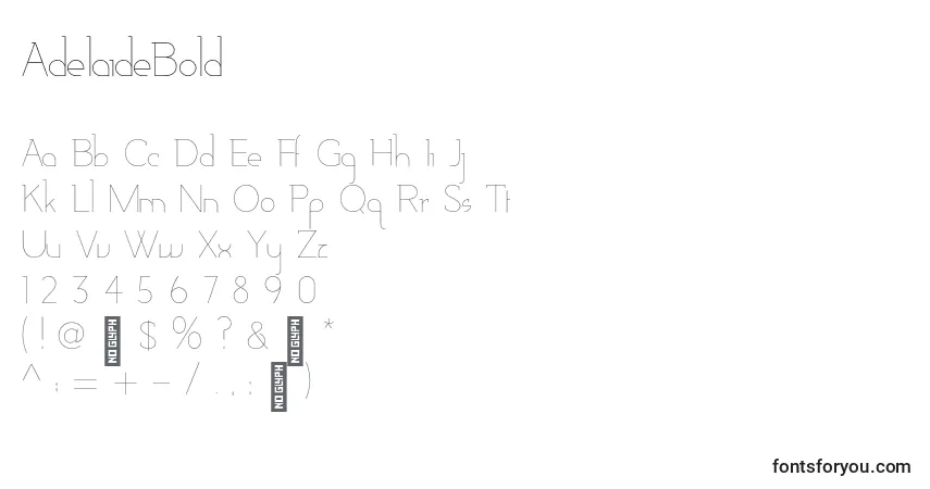 Шрифт AdelaideBold – алфавит, цифры, специальные символы